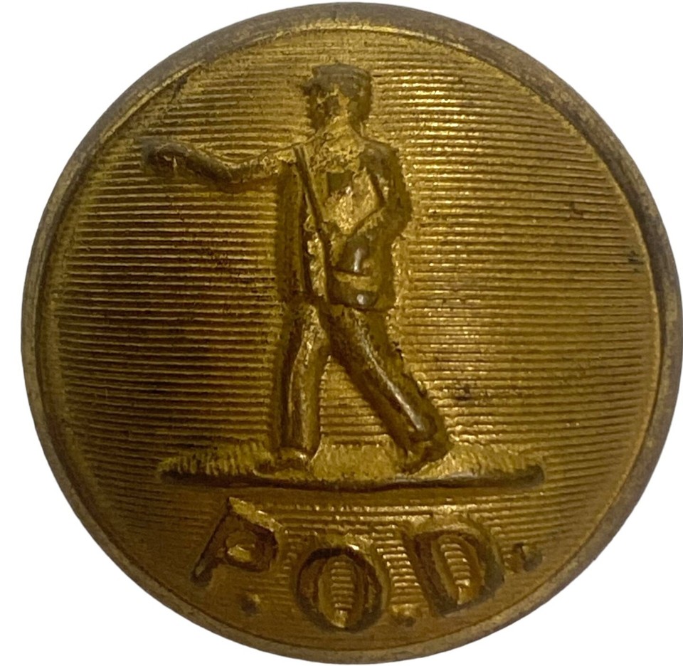 Post Office Delivery P.O.D. Coat Button Browning King & Co Gold tone