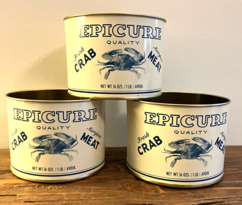 3x 60s Epicure Quality Maryland Crab Meat-JM Clayton Co-Cambridge MD-16 oz