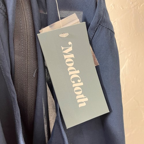 NUEVO Vestido para mujer ModCloth 4 viscosa retro estilo años 50 azul marino J3-26 - Imagen 7 de 8