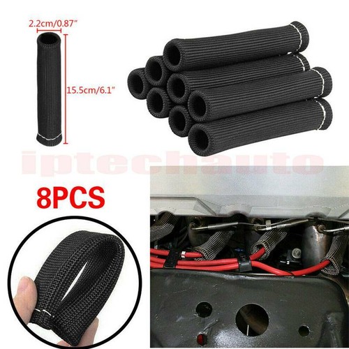 Black 2500° Spark Plug Wire Boots Protector Sleeve Heat Shield Cover For LS1/LS2 - Picture 2 of 10