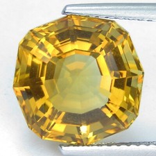 6.67Cts Ravishing Natural Citrine 11.8mm Cushion Precision Cut Brazil Gemstone