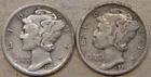 1923 + 1924 Mercury Dimes VF+ VF-XF as Pictured Bk