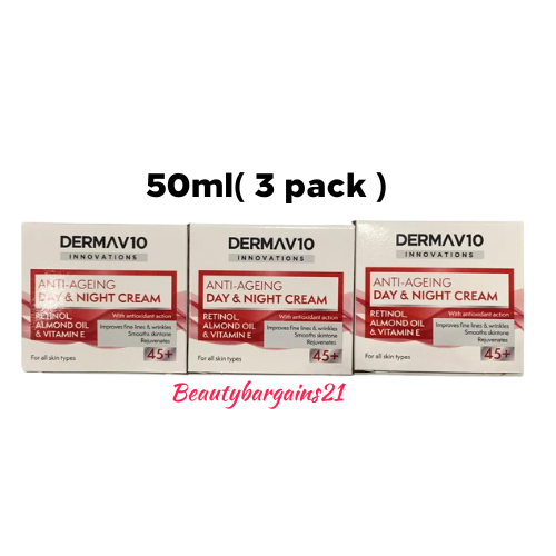 Derma V10 Innovations anti-ageing day and night cream retinol 50ml 3x
