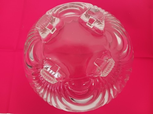 Vintage Clear Swirl Patterned Pressed Glass Bowl 4 Toed Footed 4.5" Tall - Picture 12 of 12