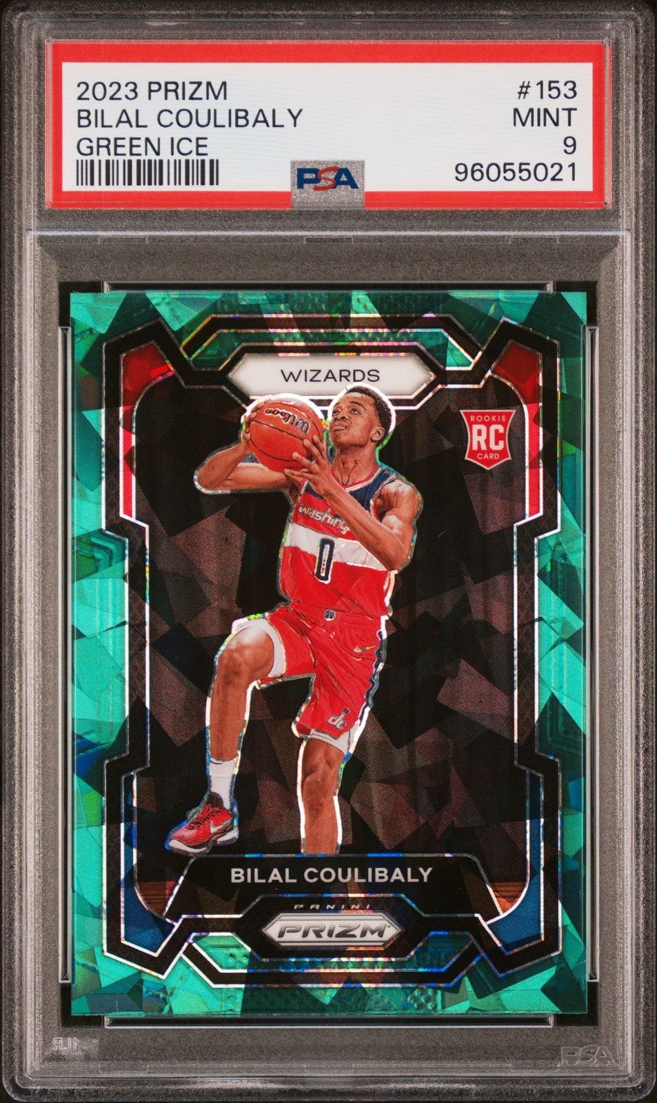 2023 Panini Prizm #153 Bilal Coulibaly Green Ice Prizms Rookie Card RC PSA 9