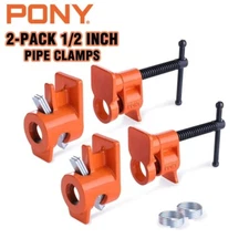 PONY 2-Pack 1/2 Inch Pipe Clamp 52 Wood Gluing Pipe Clamp Fixture for Black Pipe