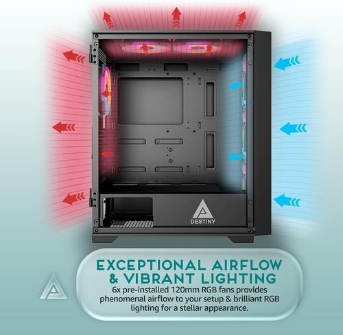 Elegant Mid Tower Case for Gamers: 6x ARGB Fans & Easy Component Access - Picture 6 of 9