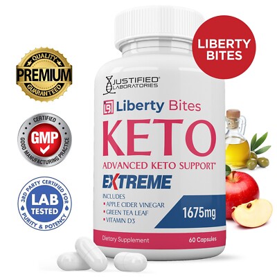 Liberty Bites Keto ACV Extreme Pills 1675MG Stronger Thn Gummy Keto Support  1Pk