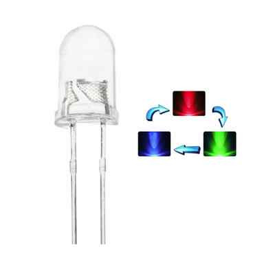 100Pcs LED RGB Rainbow Slow flash 2-PINS F5 5MM Super Bright Bulb Lamp