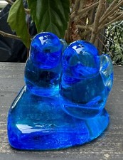 Vintage Terra Studios Bluebird Of Happiness Leo Ward Glass Birds Figure Heart