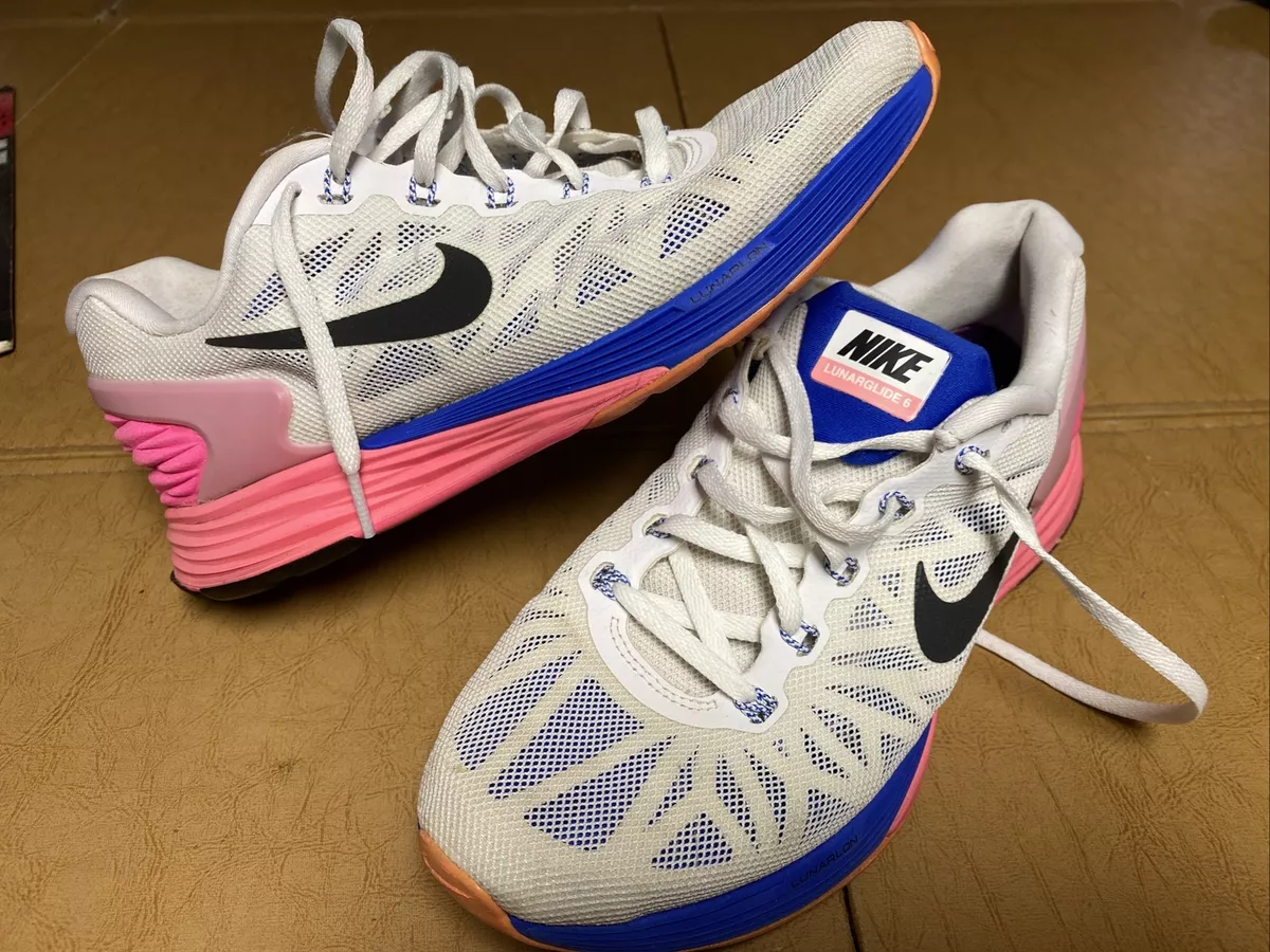 Nike 6 Womens Size 8 US Running Shoes White Blue Pink 654434-101