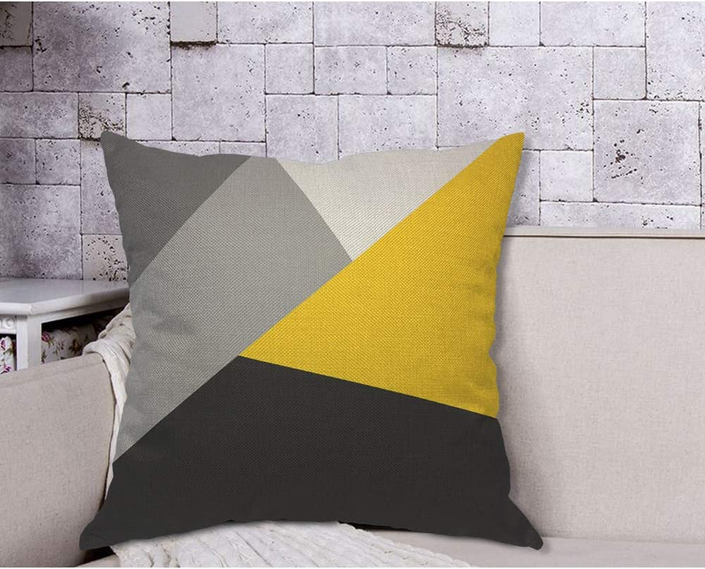 AOYEGO Gray Yellow and Black Geometric Throw Pillow Cover Patchwork