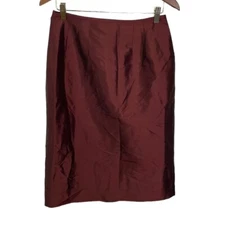 TA Travis Ayers Size 8 Silk Pencil Skirt Rust Red Maroon Formal Wedding Career