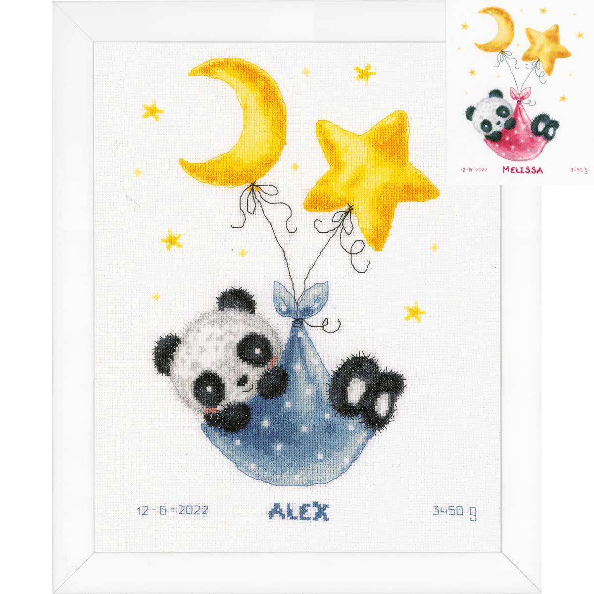 Vervaco counted cross stitch kit ""Panda Bear go to sleep"", 27x34cm, DIY