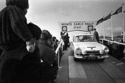 James Bullough and Thomas Warburton Ford Cortina at the start 1966 Old Photo