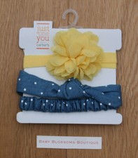 Carter's Just One You 2 Piece Headwraps  Headbands  Yellow, Blue  White 