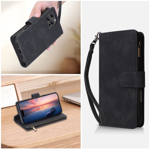 Zipper Leather Wallet Card Bag Case For iPhone 15 16 Pro Max 14 13 12 11 X XR XS - Picture 6 of 61