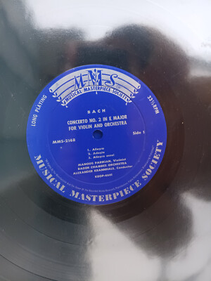 Schallplatte Vinyl LP, Bach Concerto No. 1 in a Minor for violin and Orchestra