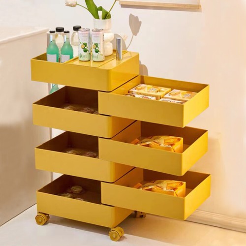 7 Drawers 360° Movable Rotating Storage Side End Coffee Table Sofa Cabinet Wheel - Picture 3 of 13