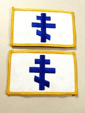 VTG set of 2 white & blue Cross embroidery Shoulder Patch
