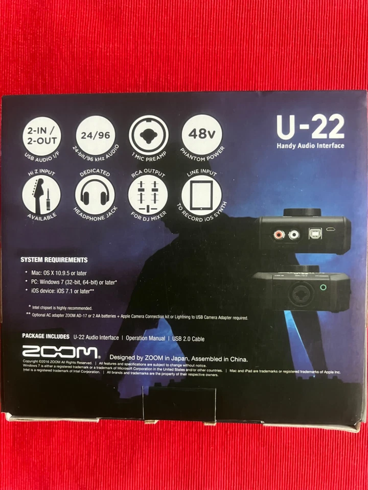Zoom U-22 Portable Handy 2i2 USB Audio Interface. Brand new In A Box - Image 3 of 3