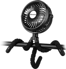 Operated Stroller Fan Flexible Tripod Clip on Fan with 3 Speeds and Rotatable Ha