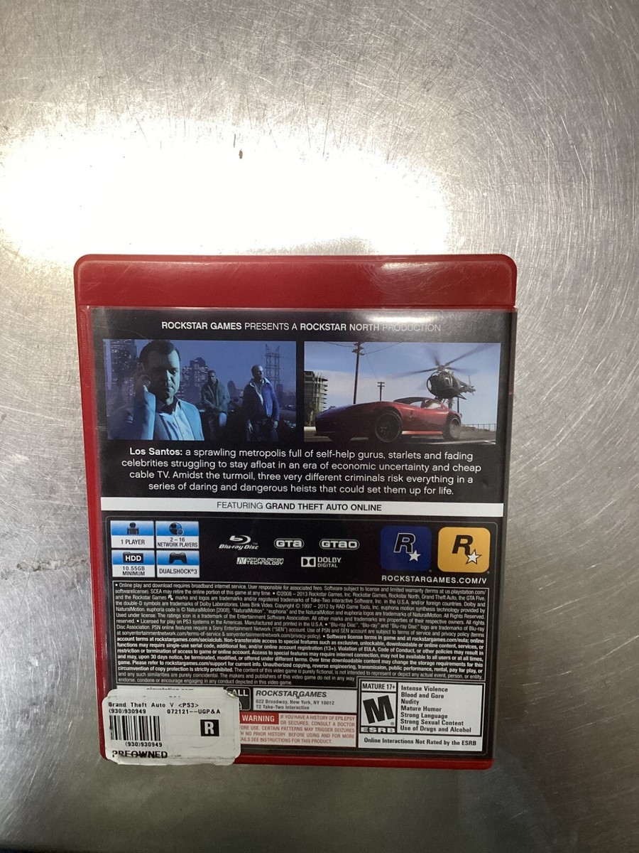 Grand Theft Auto 5 (Sony PlayStation 3, 2008) Action & Adventure