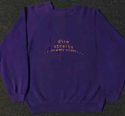 Vtg 90s Dire Straits On Every Street Faded Album Promo Sweatshirt S Concert Rock