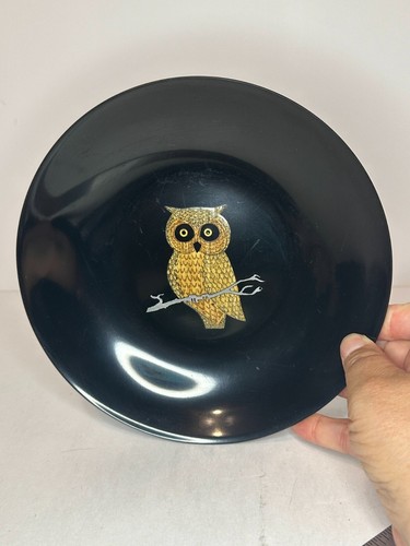 Plate Owl Couroc Of Monterey Inlaid 7.5” Diameter Vintage Calif.