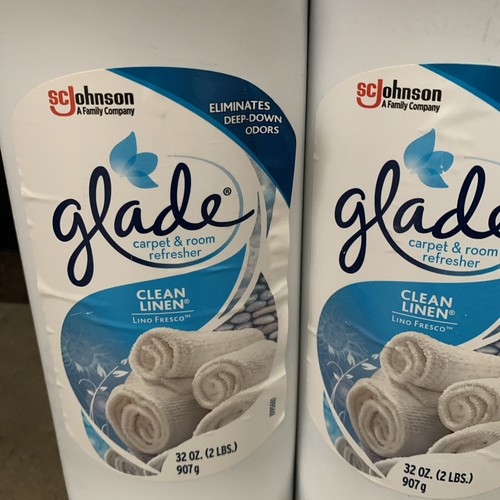 3 Glade Carpet and Room Refresher Powder Clean Linen Scent 32oz Ea NEW - Picture 2 of 6