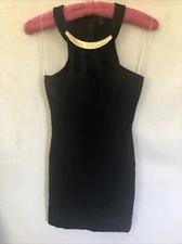 Bongo Dress XL Black Bodycon Sheath Cutout High Neck Stretch Mini Junior