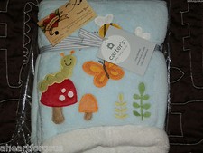 CARTERS BABY BLANKET BLUE BEE WORM BUTTERFLY MUSHROOM SOFT PLUSH SWADDLE BOYNEW
