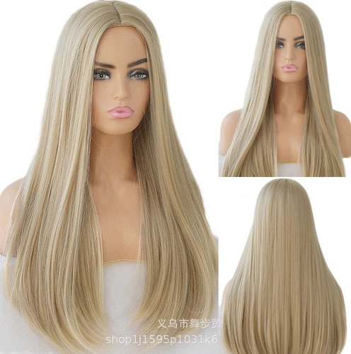 Synthetic Hair Heat Resistant Long Straight Cosplay Wigs Blonde Natural