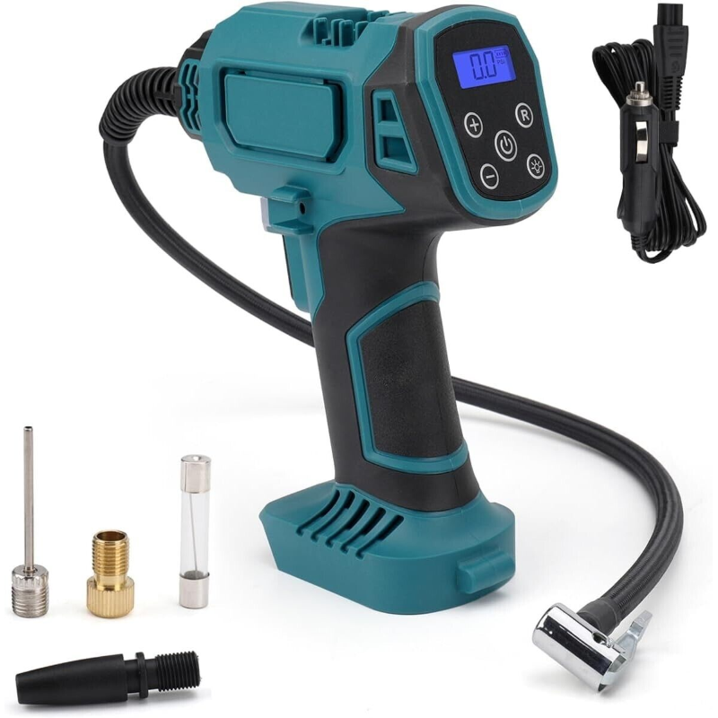 Aumotop Compressore D'Aria Portatile Per Pompa D'Aria Per Auto Da 120 W Manometro Per Gonfiaggio Pneumatici Portatile Con Luce A Led Per Palline Per Pneumatici Per Biciclette Da Moto Per Auto