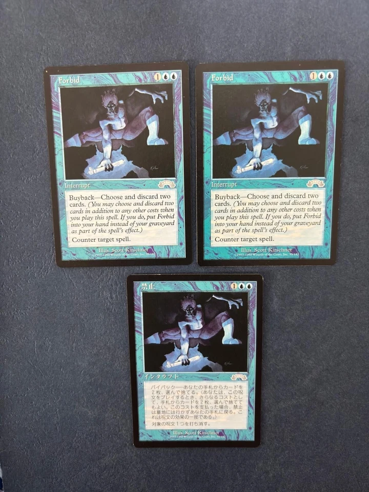 MTG 3X EXODUS FORBID JAPANESE + ENGLISH MAGIC THE GATHERING INSTANT BLUE CARDS - Image 3 of 4