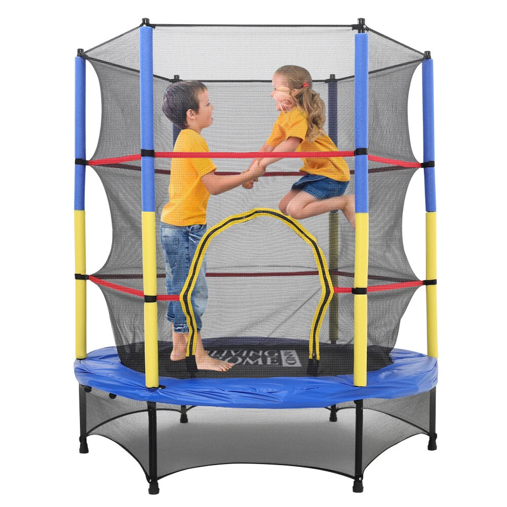 4.5FT Kids Trampoline with Safety Net Enclosure Indoor Outdoor Toys Jumping Bed