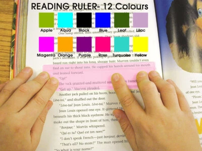 SIMPLEX Reading Ruler, coloured overlays for Dyslexia & Irlen Syndrome,(12 colours)