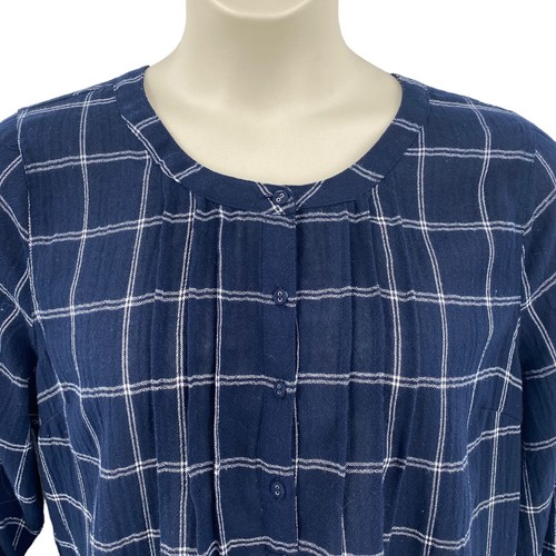 Skies are Blue Damen Bluse dunkelblau weiß kariert Größe XL Rollriegel Langarm - Bild 5 von 12