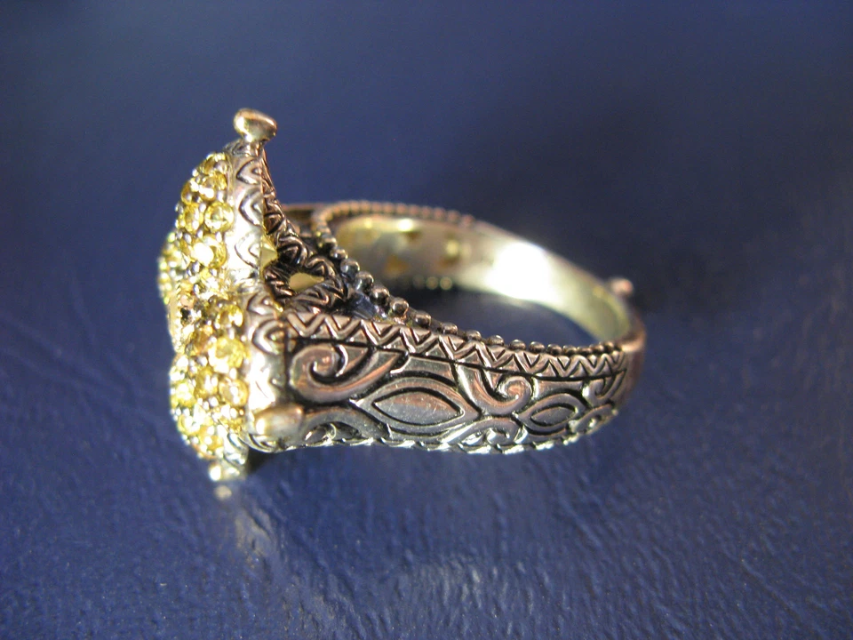 ANEL TOPÁZIO DE SAFIRA AMARELA BARBARA BIXBY TAMANHO 9 FLOR LÓTUS Presente Natal SS18 - Imagem 3 de 3