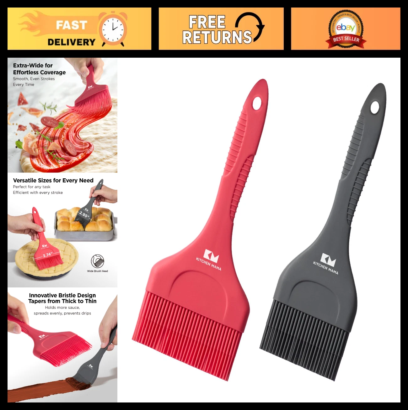 Extra Wide Silicone Pastry & Basting Brush Set - Heat Resistant, Dishwasher Safe
Opens in a new wind
