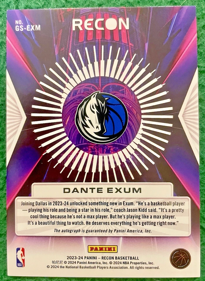 2023-24 Panini Recon Glorified Signatures Dante Exum Dallas Mavericks AUTO/25 Foto 2 de 3