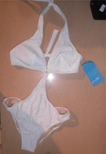 GOTTEX PROFILE White Crochet Lace MONOKINI SWIMSUIT 1 piece 12 NEW NWT