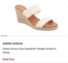 NWT ANDRE ASSOUS Aria Espadrille Wedge Sandal Size 9/40 White Brown