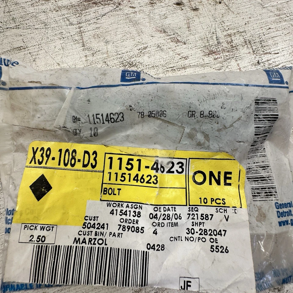 Lote De 10 Nuevos Genuinos OEM GM 11514623 M6x1x20 Multiusos Perno Chevy Foto 3 de 4