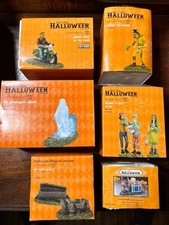 Box lot of 8 total Department 56 Snow Village Halloween accessories