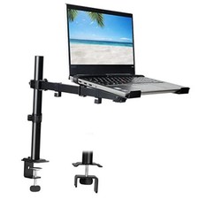 Laptop Desk Mount, Single Laptop Stand Arm with Vented Tray for 17 inch Black