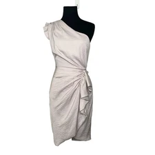 AllSaints beige one shoulder party dress size 2