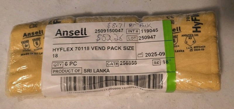 Ansell Hyflex 70118 Cut & Heat Resistant Gloves Size 18. -  70-118