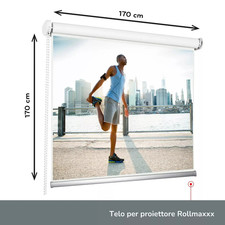Telo per Proiettore Schremo  170x170 cm Proiezione Avvolgibile Bianco Rullo