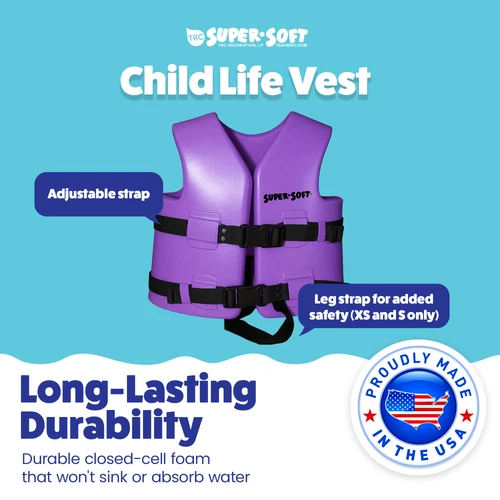 TRC Recreation Super Soft Child Life Jacket Swim Safety Vest, Small, (Open Box) image 3